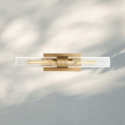 Modern Art Deco Linear Wall Sconce with Glass Cylinders, Elegant Steel Frame
