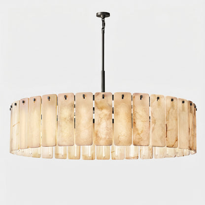 Belamette Alabaster Round Chandelier Luxury Brass Hanging Light