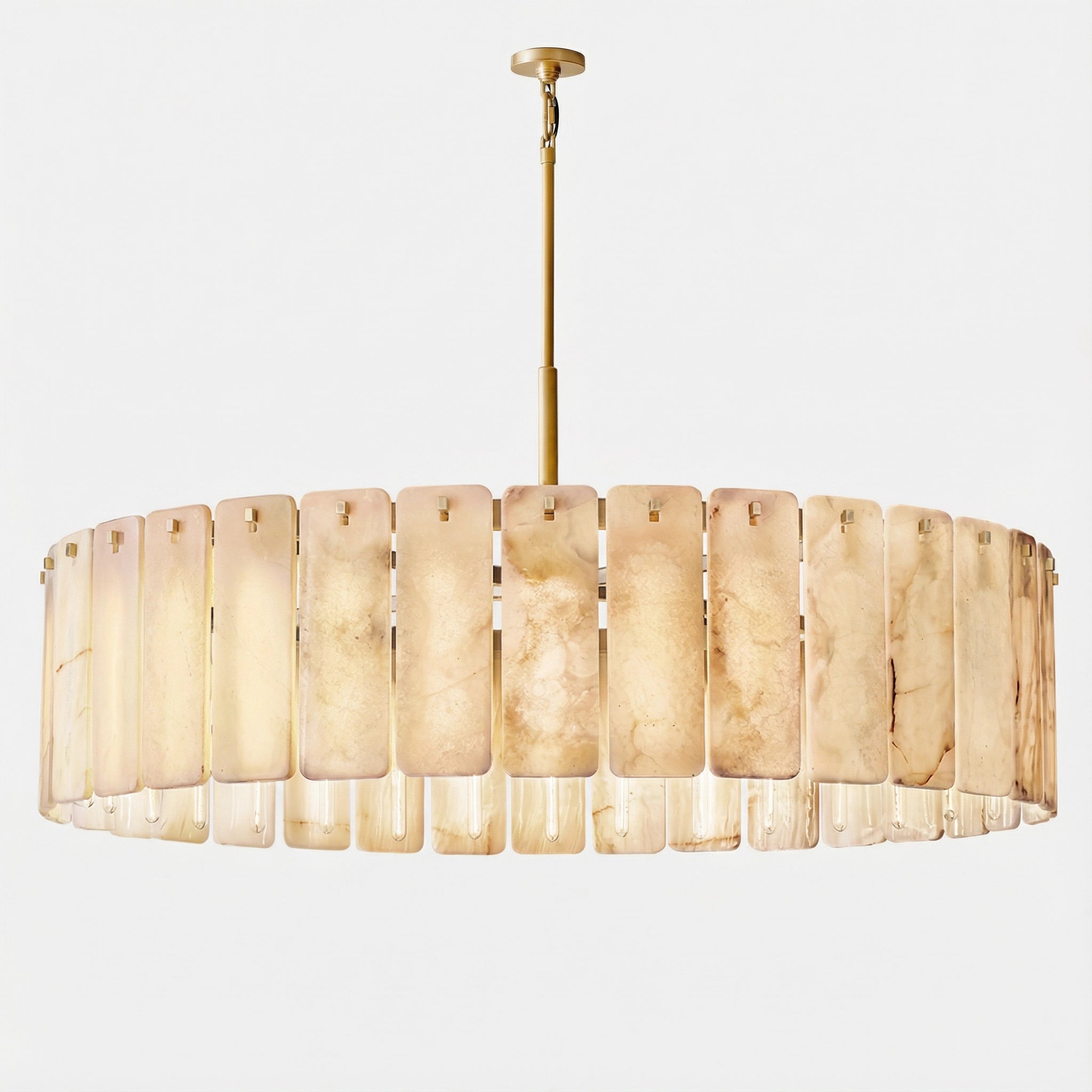 Belamette Alabaster Round Chandelier Luxury Brass Hanging Light