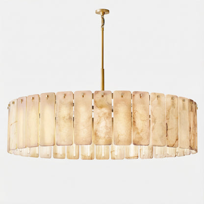 Belamette Alabaster Round Chandelier Luxury Brass Hanging Light