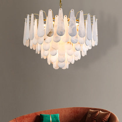 Anthea Spanish Alabaster Luxury Lamp Fixtures, Elegant Chandeliers