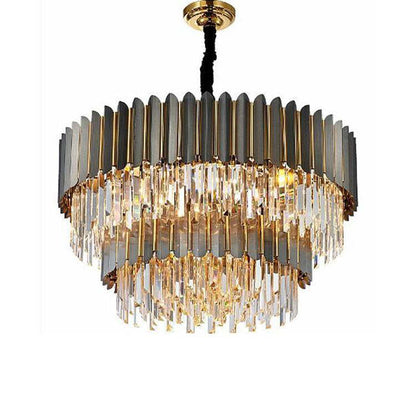 Glacia Modern-Flavian Double Tier Crystal Chandelier