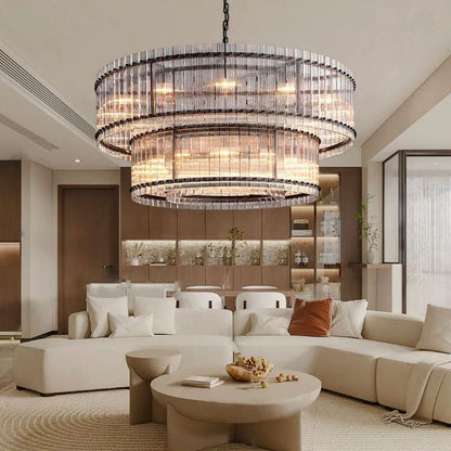 Sammi Modern 2-Tier Round Chandelier 60" For Living Room, Bedroom