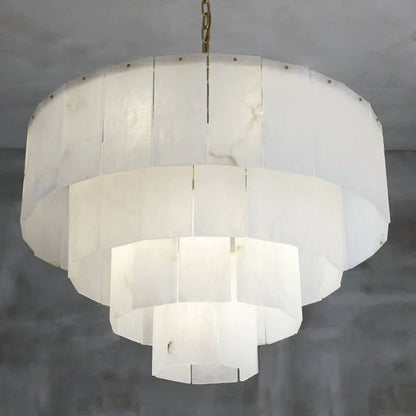 Alabaster Multi-Layer Modern Round Chandelier 31" - thebelacan