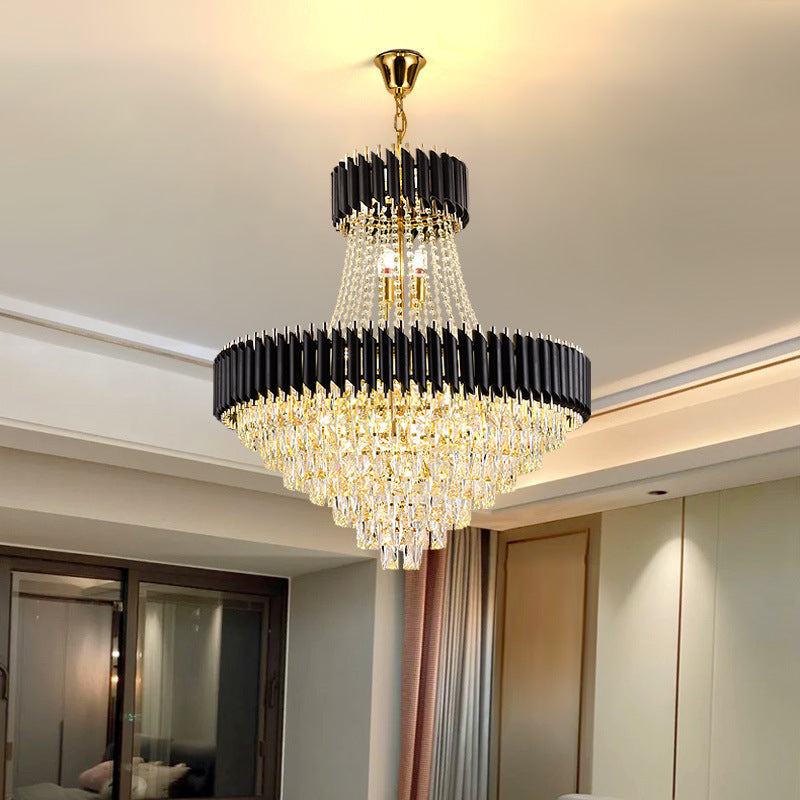 Glacia Black Crystal Modern Luxury Crystal Multilayer Chandelier